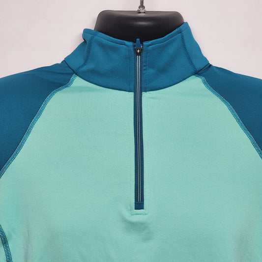 Spyder Activewear 1/4 Zip Pullover Track Jacket women's Large Teal Blue Thailand