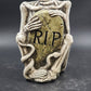Halloween Resin Molded RIP Skeleton Grave Stone Serpent 13.5" Yard Decoration