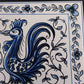 Outeiro Agueda Rooster Ceramic Tile Hand Painted Blue Azulejo Forrado Portugal