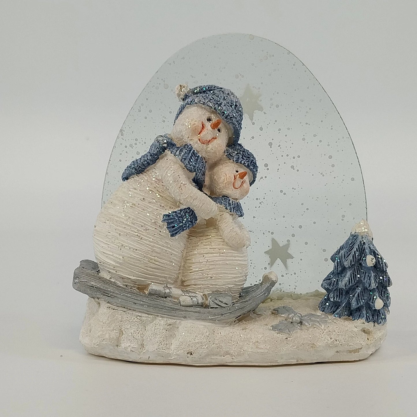 K's Collection Let It Snow-Man Snowmen Sled Glass Figurine 4" Christmas Decor
