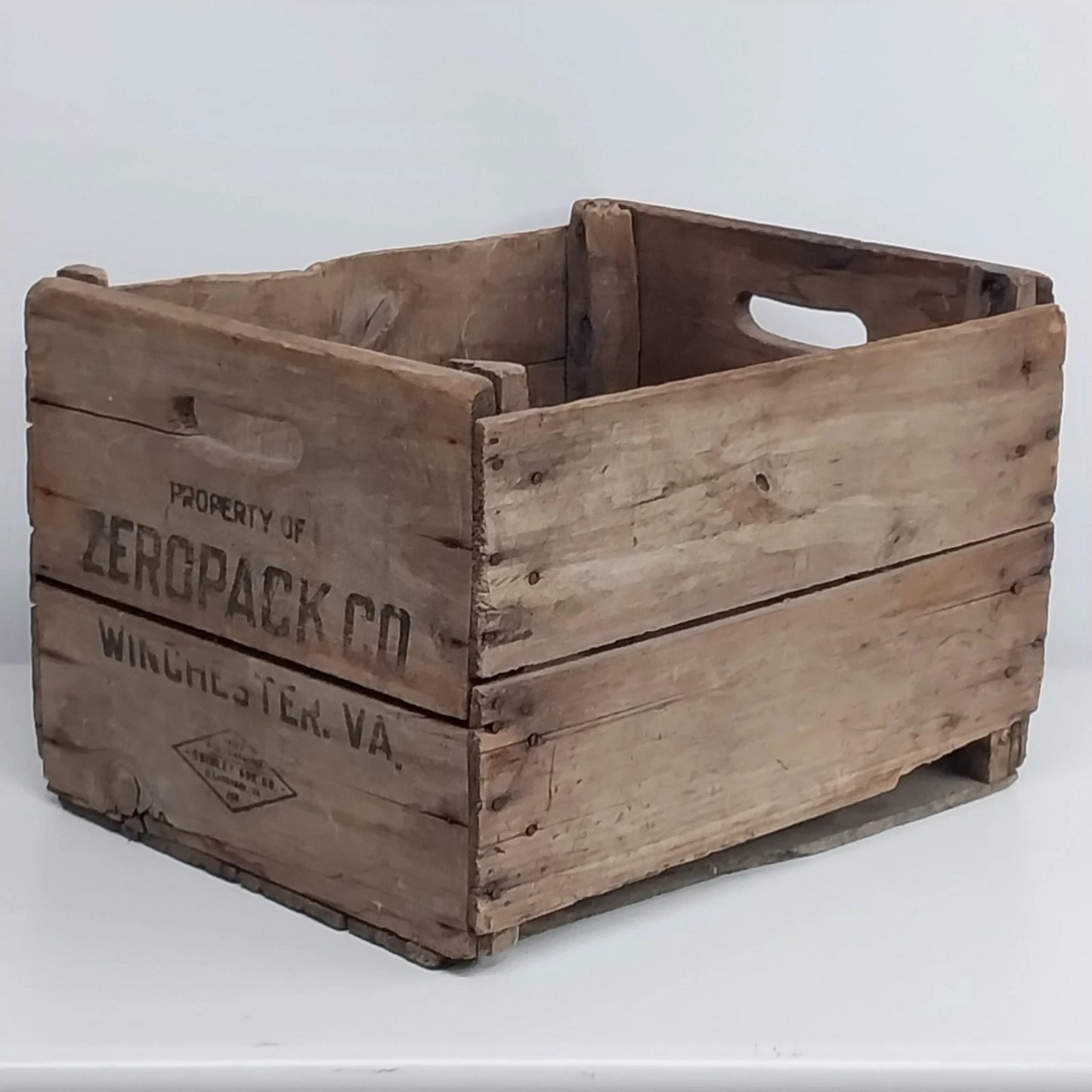 Zeropack Wooden Crate Winchester VA Advertising Storage Box Vintage 18x15x12