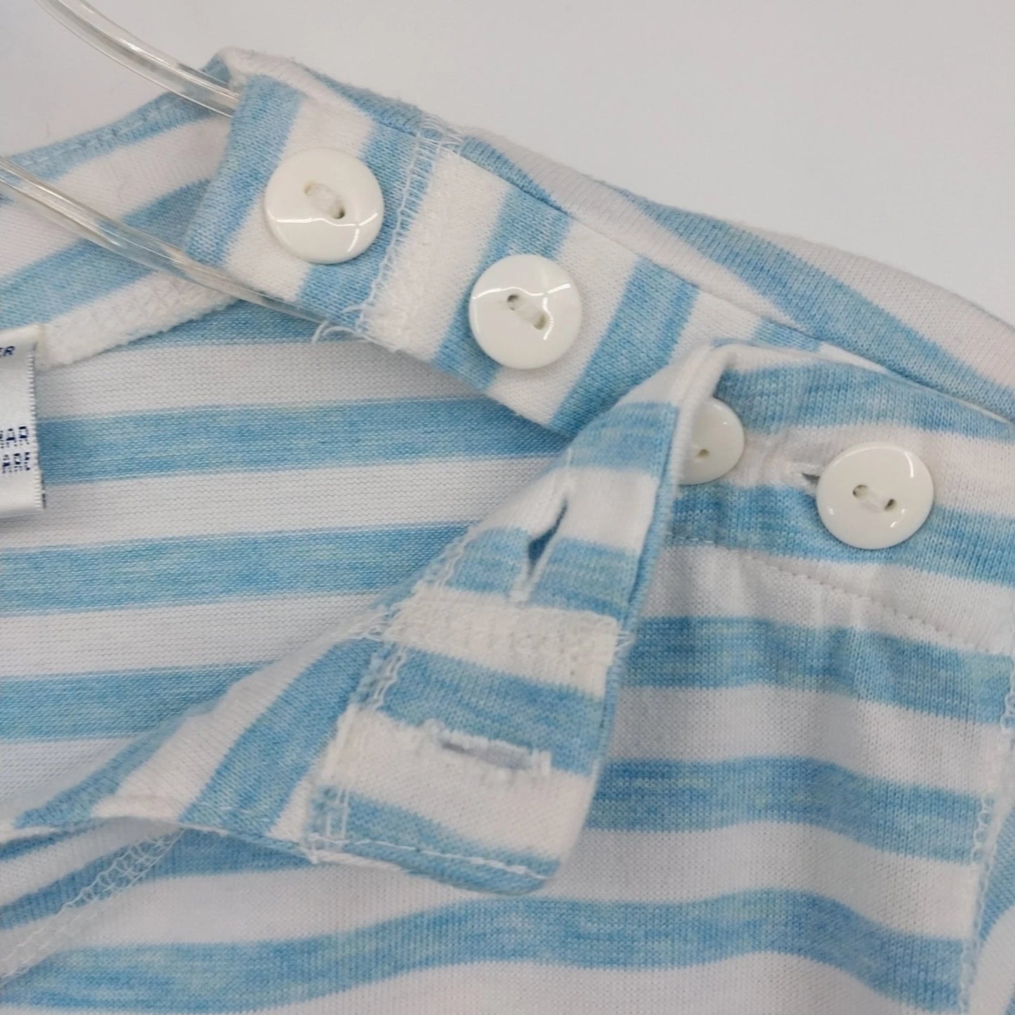 Palm Harbour Petite Striped Floral Embroidered Top T-Shirt Blue White Size P/S