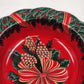 Berman Industries 13.5" Holiday Bowl Red Green Wreath Pinecones Plastic Vintage