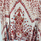 Women's Boho Embroidered Crop Top Medium White Floral Blouse