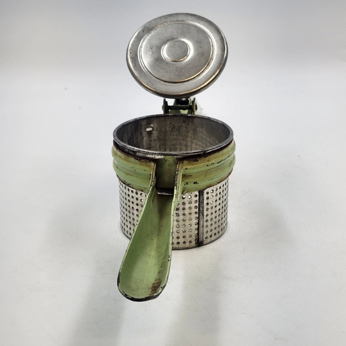 Green Metal Potato Ricer Masher Press 11.5 in Rustic Farmhouse Kitchen Vintage