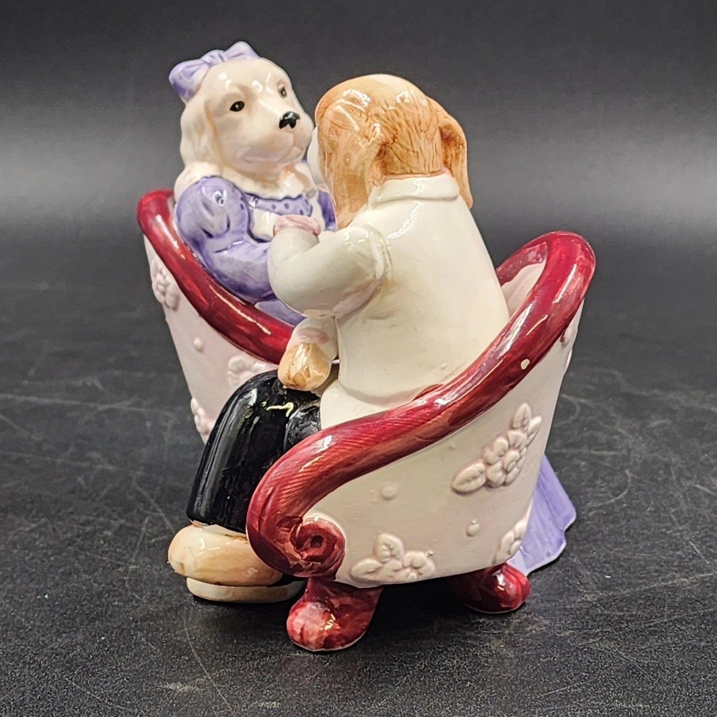 Applause Music Box Dogs Victorian Love Seat Plays My Funny Valentine Formal Vtg