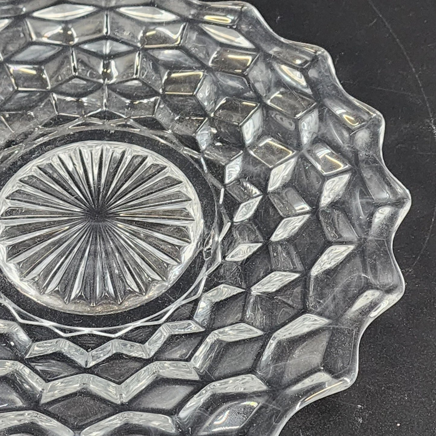 Fostoria American Glass Salad Plate 7.75 Inch Starburst Pattern