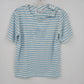 Palm Harbour Petite Striped Floral Embroidered Top T-Shirt Blue White Size P/S