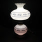 White Blue Floral Milk Glass Hurricane Lamp 22.5" 3-Way Light & Night Light Vtg