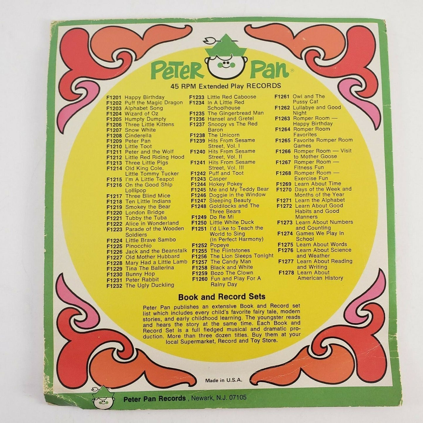 Tom Sawyer Theme 45 RPM EP Peter Pan Records F1279