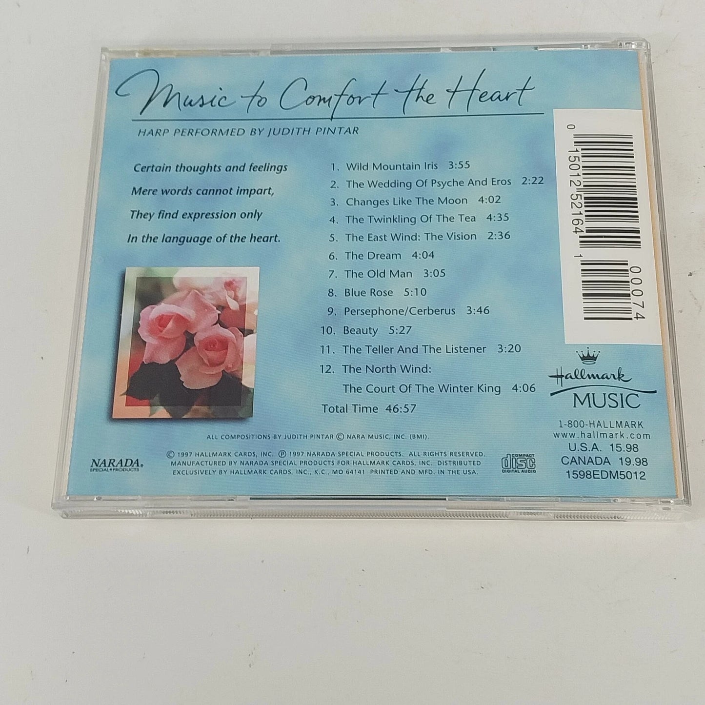 Hallmark Music to Comfort the Heart Judith Pintar CD Soothing Harp Narada 1998