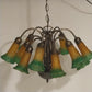 Meyda Tiffany 12 Light Pond Lily Glass Chandelier Vintage