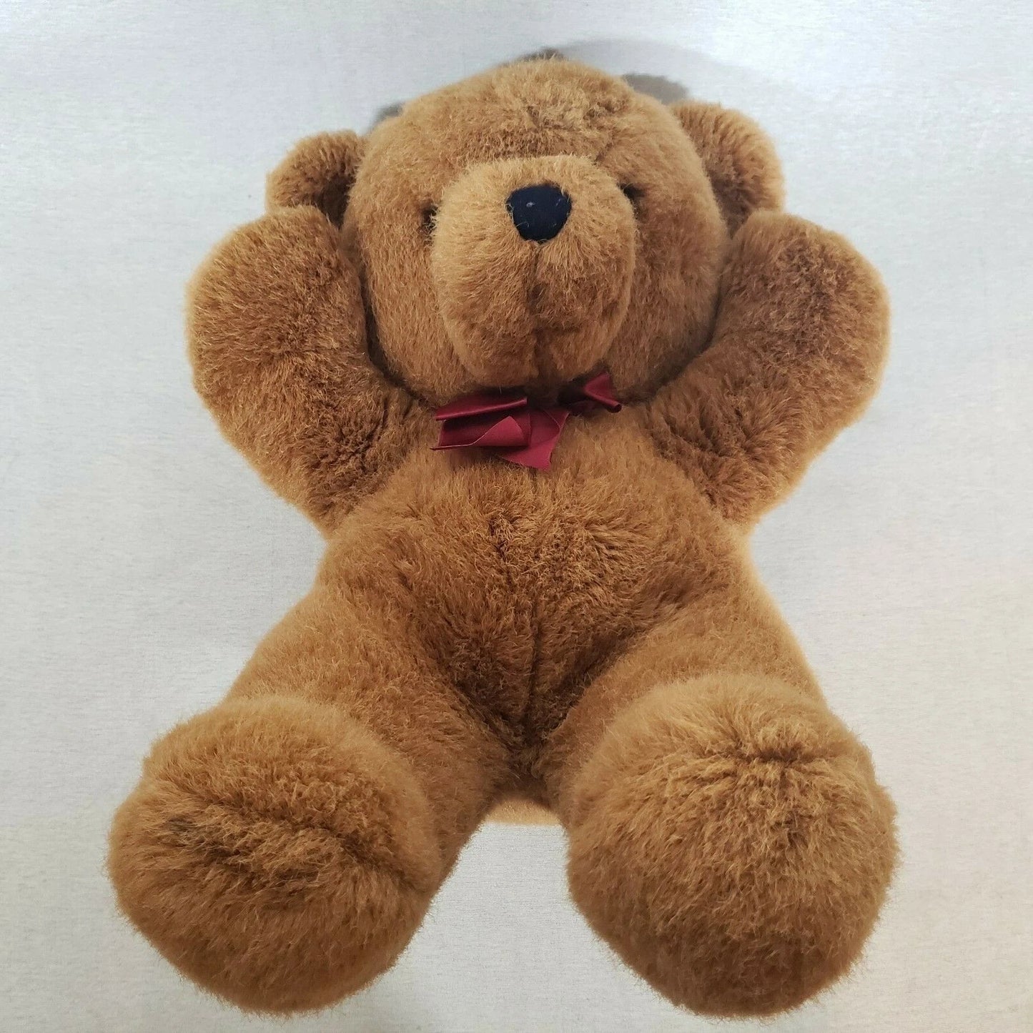 Applause Cuddles Bear Brown Teddy Plush Stuffed Animal 18" Red Ribbon 1979
