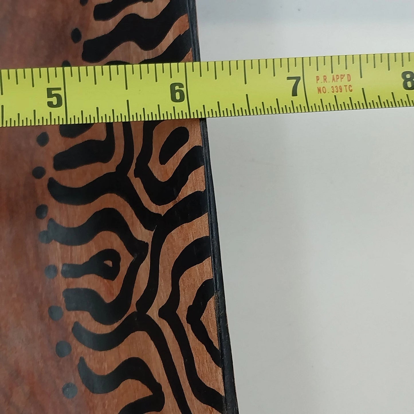 South African Hand Carved Wood Serving Bowl Tray Painted Zebra Pattern 15" x 6"