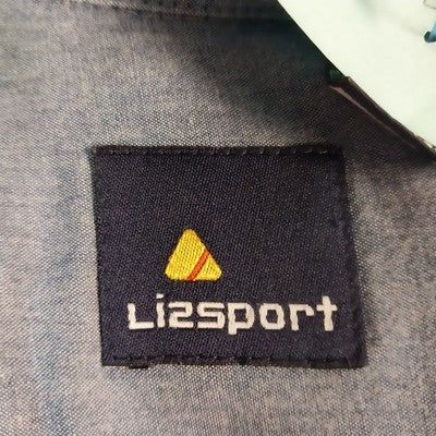 Lizsport Denim Shirt L Pearl Snap Long Sleeve 100% Cotton Blue