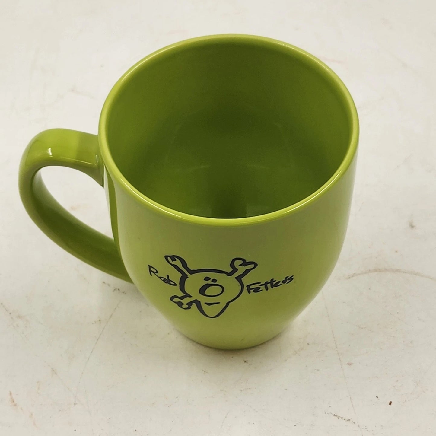 Green Coffee Mug Rob Fetters Side 1 and Earth People Don't Understand Side 2