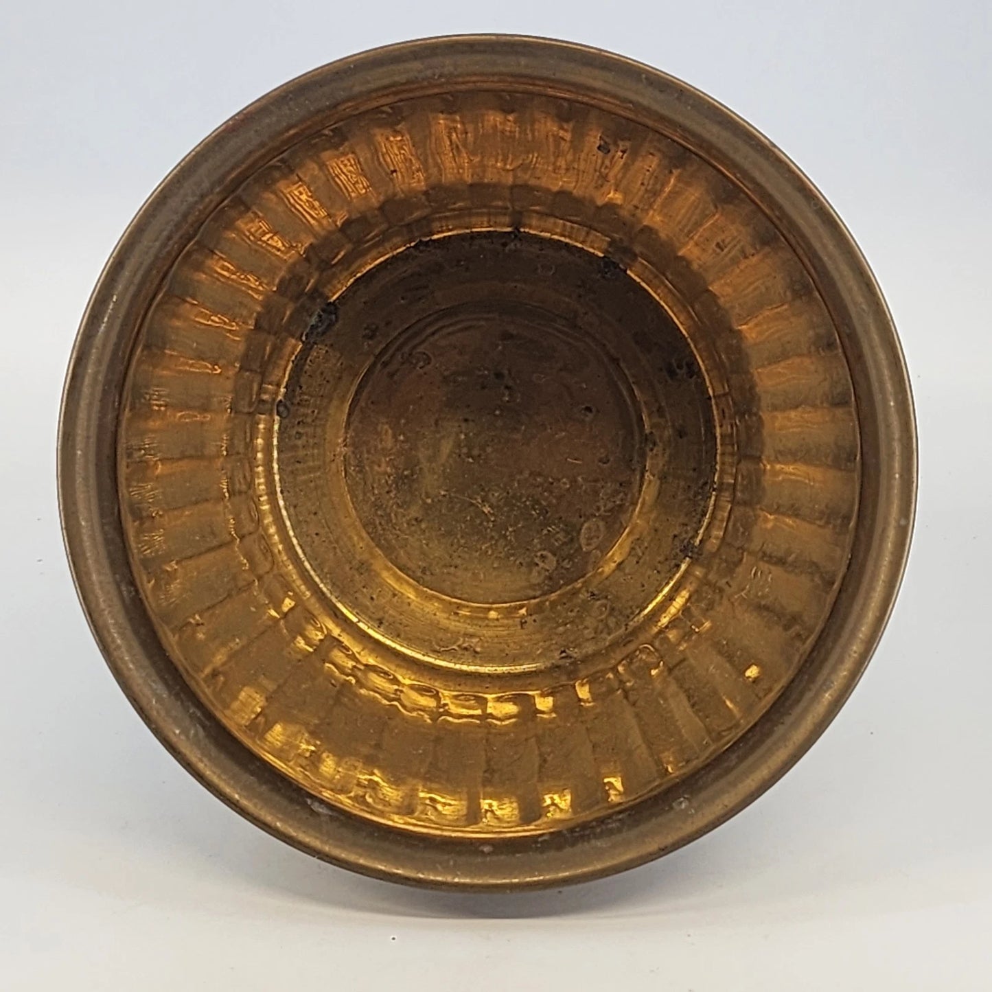 Brass Planter Pot Ribbed Fluted Bowl India 9.5" Indoor Outdoor Plant Decor Vtg