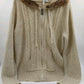 Relativity Women’s Sweater Size XL Beige with Brown Accents Fur Hood Zip Front