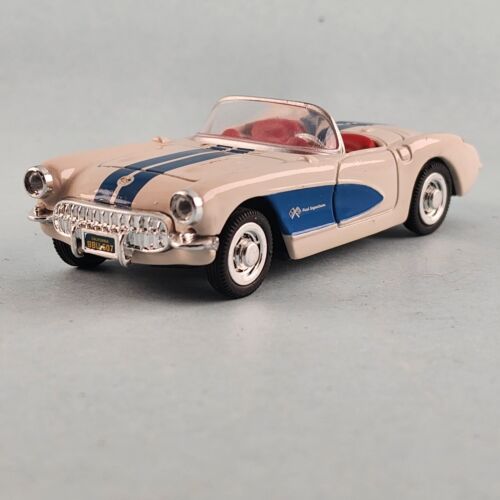 1957 Corvette Convertible Vintage New Ray Diecast Model Car White Blue 80s China