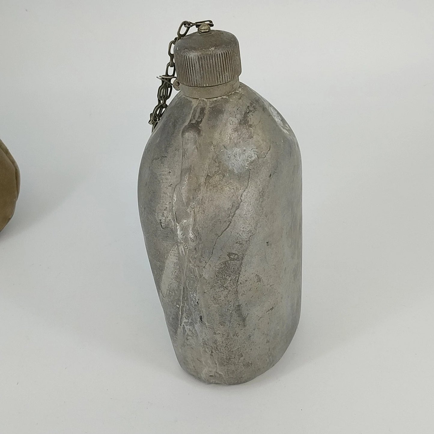 US Military WWII Metal Water Canteen Canvas Cover Army Field Gear Vintage