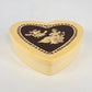 Yellow Celluloid Heart Trinket Box Angels Cupid 5.25