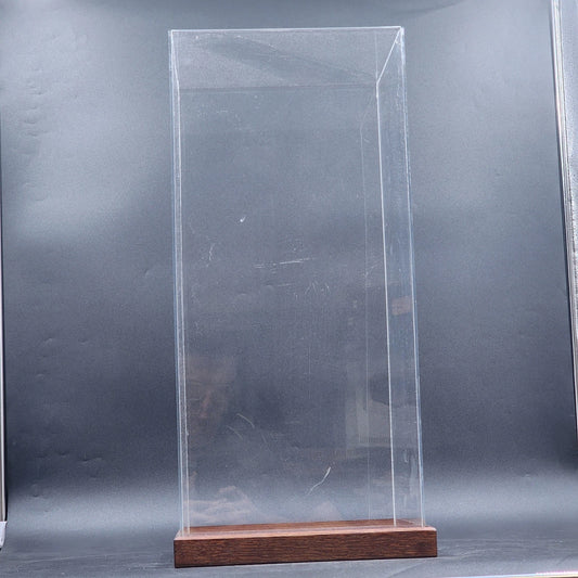 Clear Acrylic Display Case 10x10x23" Display Box with Wood Base Collectible USED