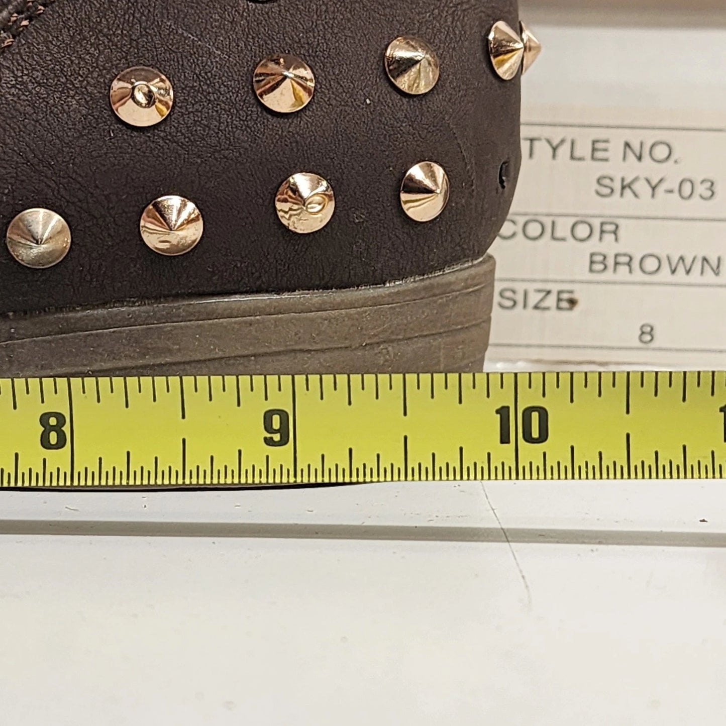 Via Pinky Sky 03 Ankle Boots Women Size 8 Brown Studded Heel