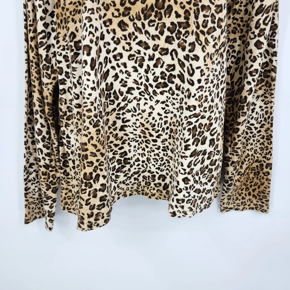 Studio Works Cheetah Print Turtleneck Sweater Women's Large Cotton Long Sleeve