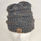 C C Cozy Confetti Beanie Dark Grey Knit Winter Hat Multi-Color Fleck One Size