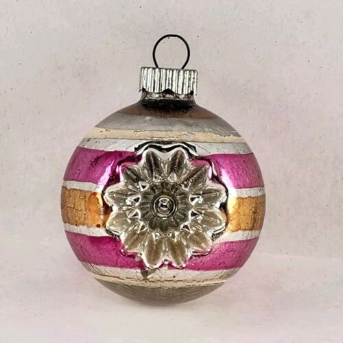 Shiny Brite Mercury Glass Ornament Double Indent Vintage Christmas MCM USA