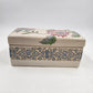 Embossed Ceramic Jewelry Box Macau Hand Painted Pink Blue Floral Design 8"x4"x4"