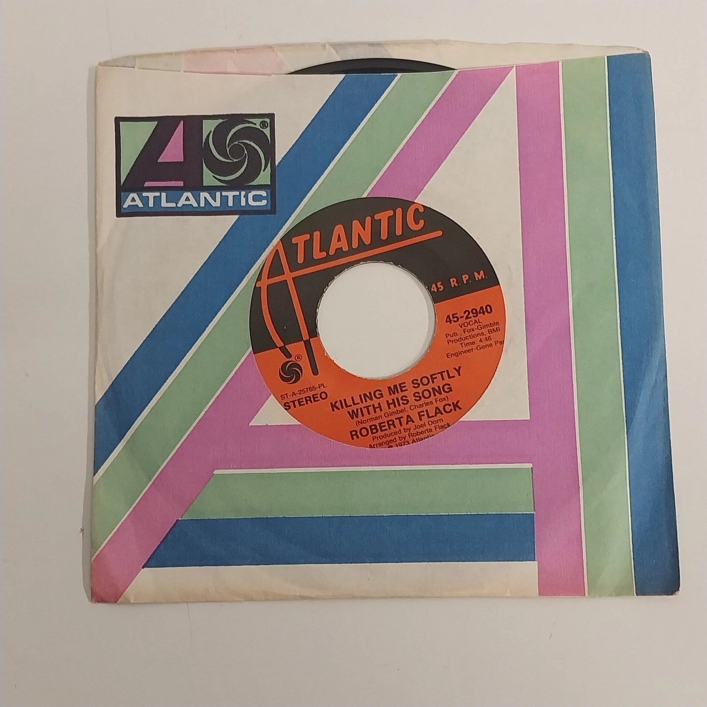 Roberta Flack Killing Me Softly 45 RPM Vinyl Atlantic 1973