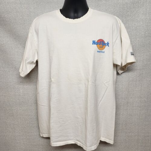 Hard Rock Cafe Nashville T-Shirt XL White Cowboy Hat Boot Graphic Vintage