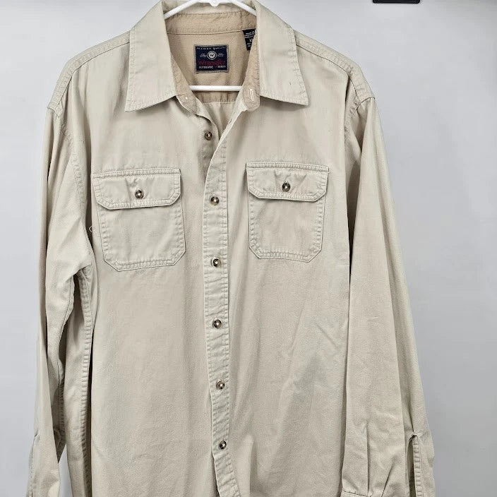 Wrangler Men’s Khaki Shirt Button Up Authentic XL 100% Cotton Premium Quality