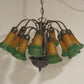 Meyda Tiffany 12 Light Pond Lily Glass Chandelier Vintage
