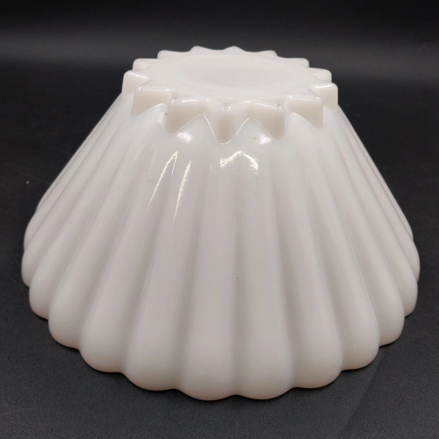 Fire-King Rachel Serving Bowl 11" Milk Glass Scalloped Gold Rim Anchor Hocking