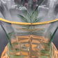 Romanian Vase Clear Crystal Hand Painted Art Glass Pineapple Design Gold Trim