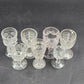 7 Cordial Shot Glasses Clear Pedestal Early American Pattern Glass Assorted 4"