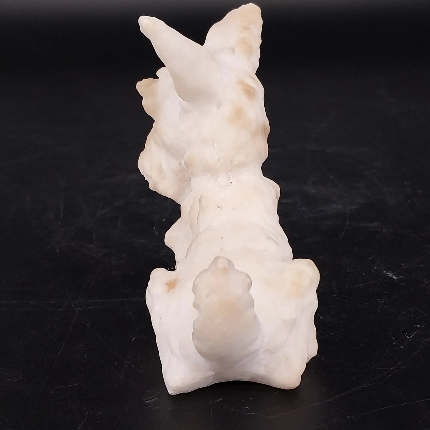 Hand Carved Stone Scottish Terrier Figurine White Scotty Dog 4.5" Animal