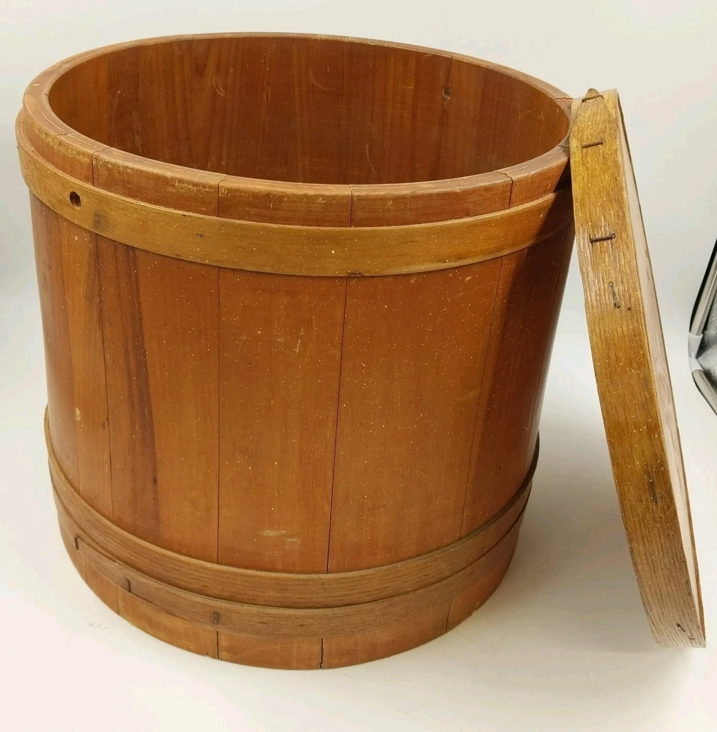 Shaker Firkin Primitive Wooden Sugar Pail Bucket Pantry Box No Handle 15" x 14"