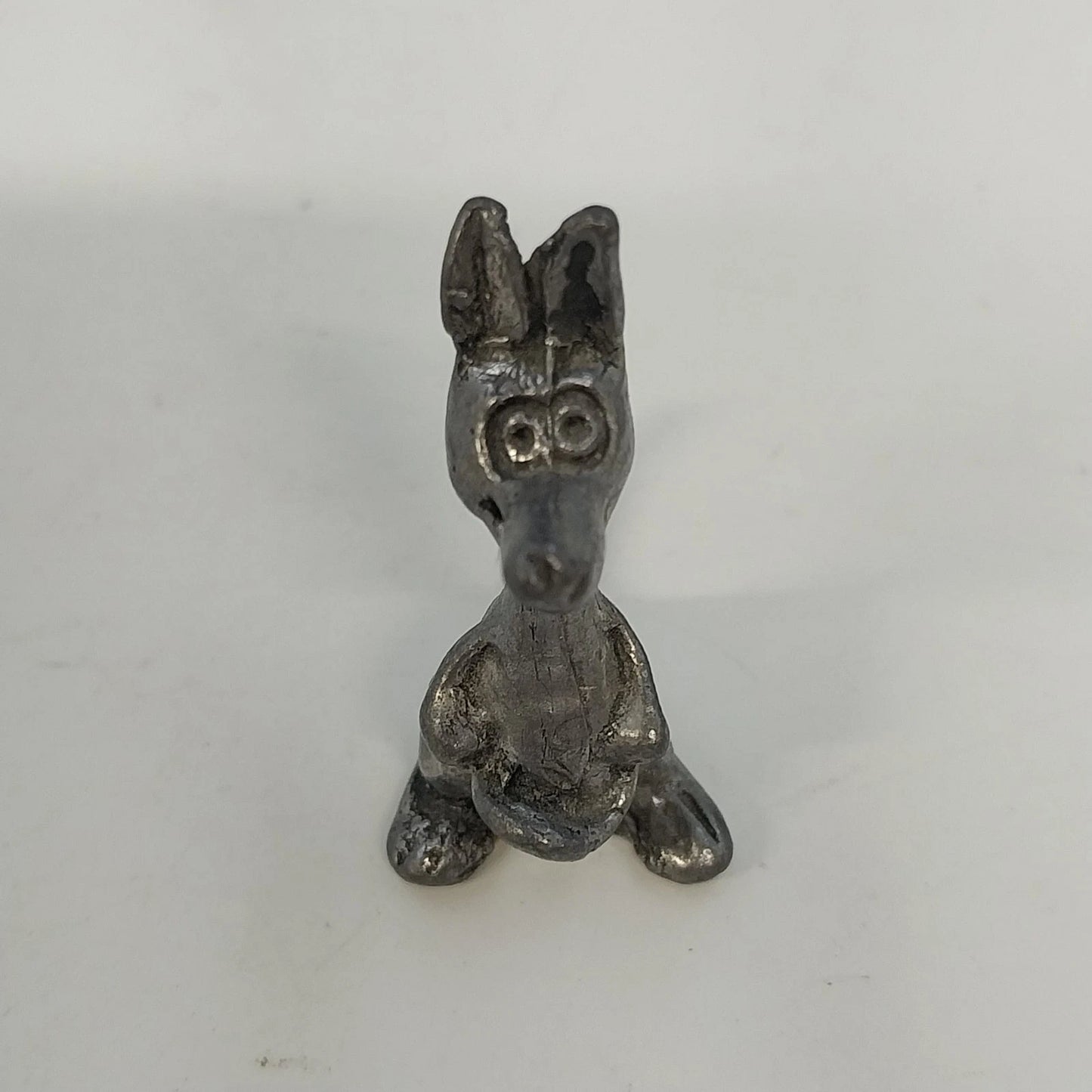 3Pcs Whimsical Pewter Giraffe Kangaroo Monkey Miniature Figurines Animal Vintage