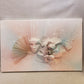 Vintage Raised Canvas Painting Decoupage Hand Fan Face Wall Art