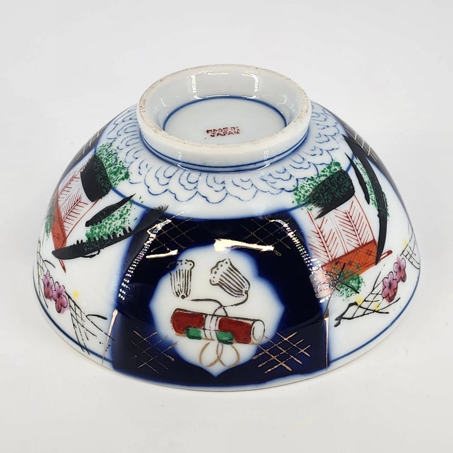 Japanese Imari Porcelain Rice Bowl Blue Red Gold 6.25