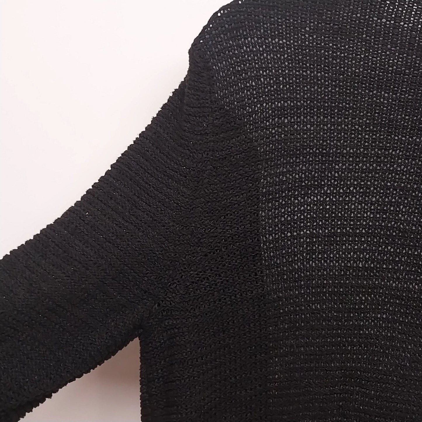 Laura Ashley Women's Black Open Front Knit Cardigan Sweater Medium Acrylic Nylon