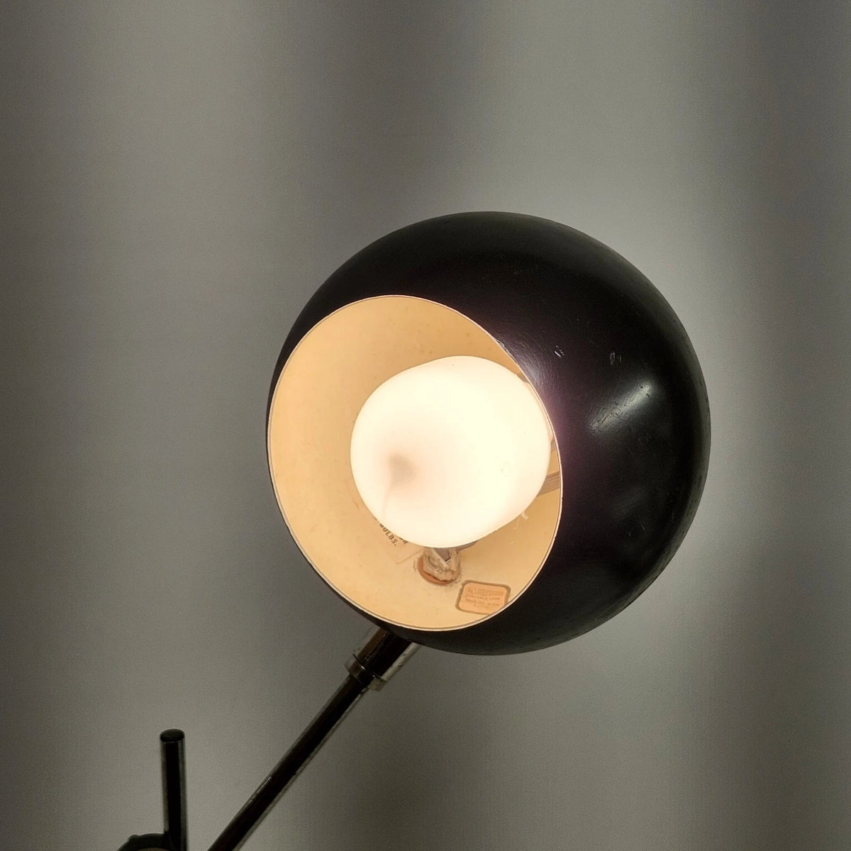 Robert Sonneman Orbiter Eyeball Desk Lamp Black Chrome Articulating '50s USA 22"