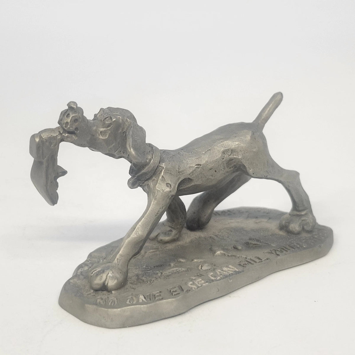 Vintage Hallmark Little Gallery fine pewter dog figurine carrying a shoe