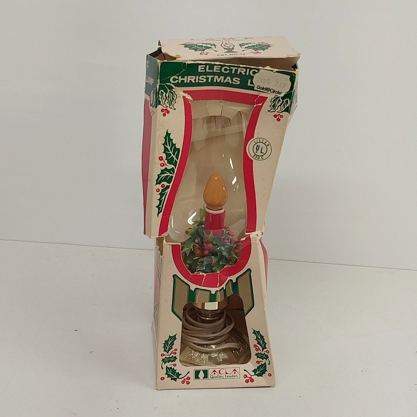 Vintage ACLA Bubbling Electric Christmas Hurricane Lamp Holly Decor