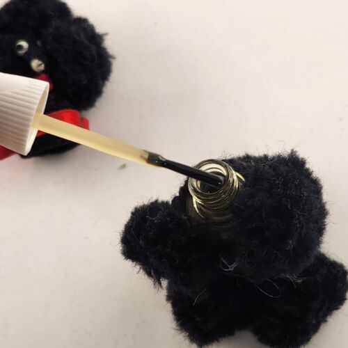 French Poodle Cosmetic Cover Lipstick Nail Polish Holder Black Crochet Vintage