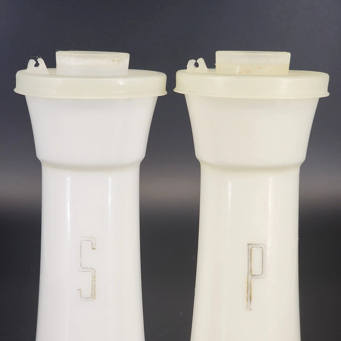 Tupperware Hourglass Salt Pepper Shakers 6" Tall 152-1 No Caps Vintage MCM White