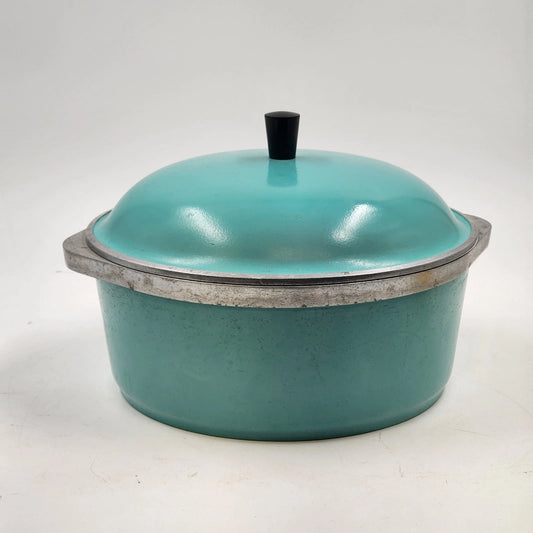 Club Aluminum 4 Qt Dutch Oven Turquoise 10" Stock Pot w/ Lid Vintage 1960s